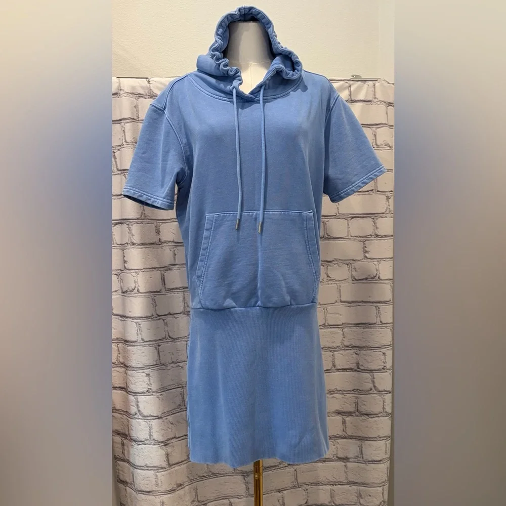 SER.O.YA Size:L Women Rory Blue Hoodie Sweatshirt Dress 100% Cotton - Picture 13 of 14